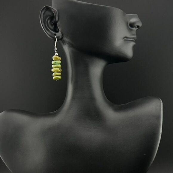 Cowgirl Western Turquoise Bead Sterling Silver Earrings - Picture 4 of 5